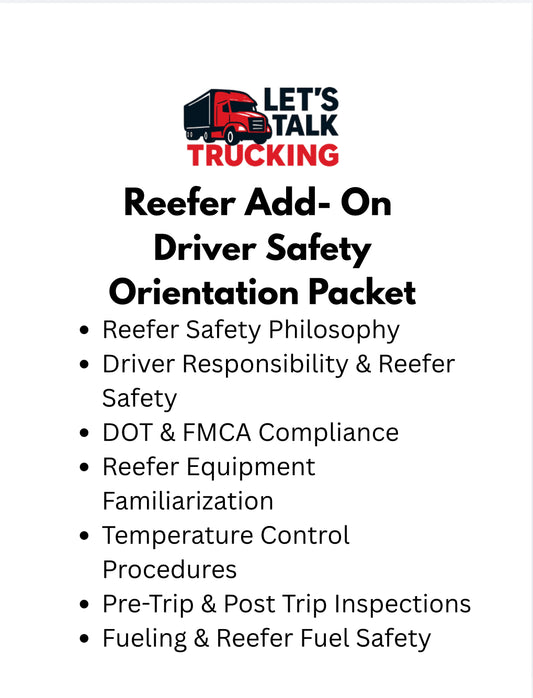 Add-On Reefer Driver Safety Orientation Packet - Digital Download