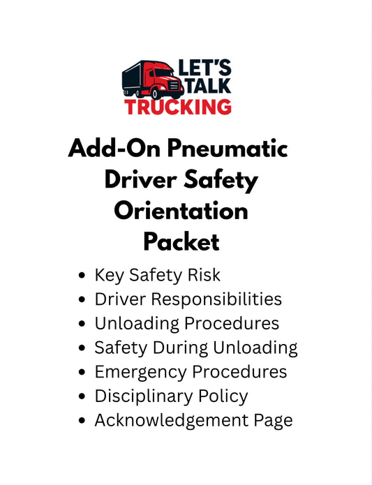 Add-On Pneumatic Driver Safety Orientation Packet - Digital Download