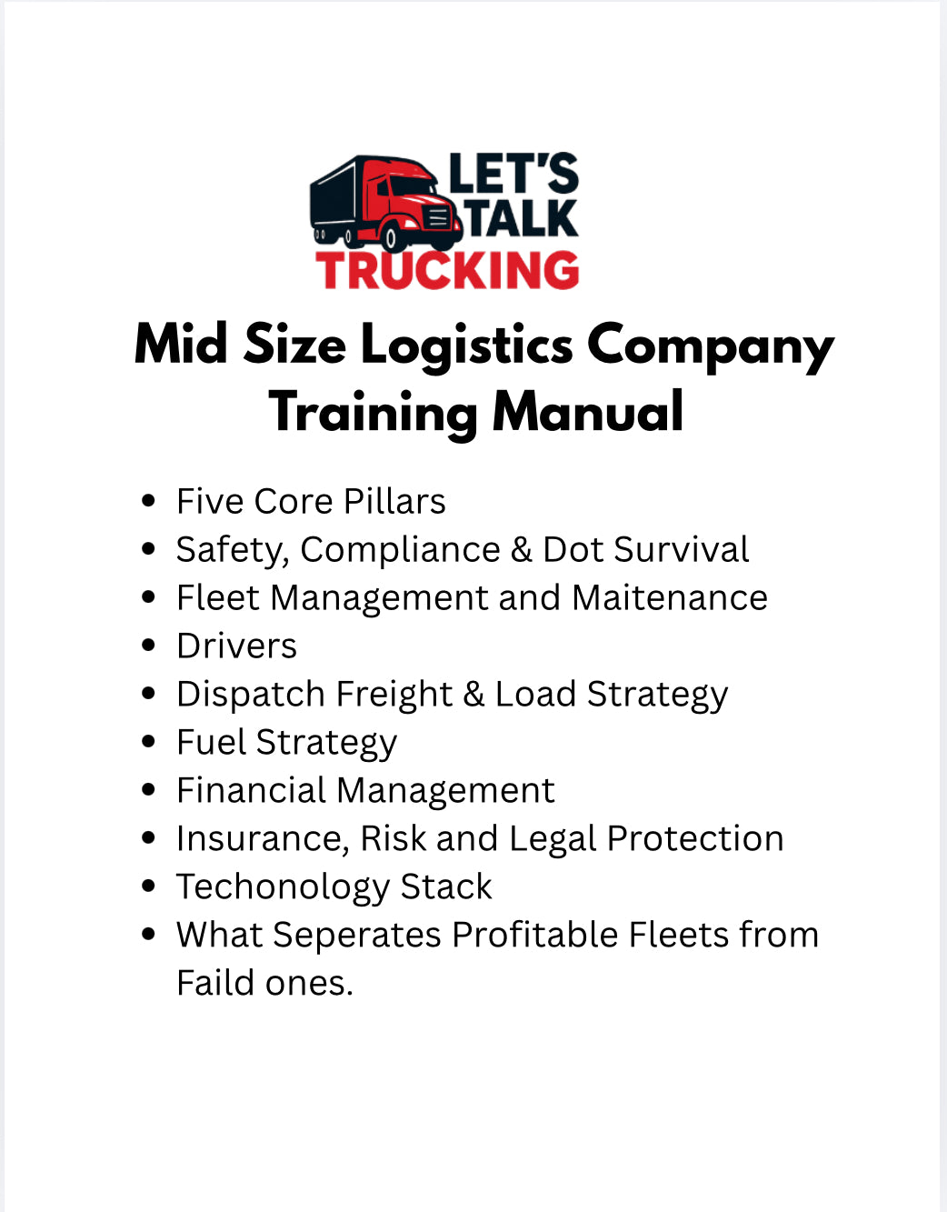 Mid-Size Logistics Company Training Manual - Digital Download