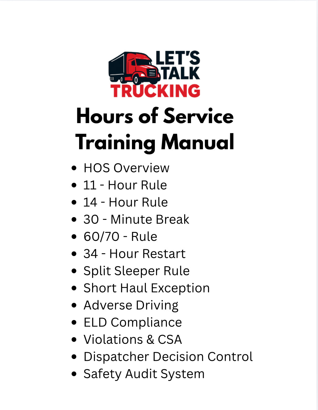 Hours of Service Training Manual - Digital Download