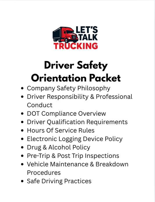 Driver Safety Orientation Packet - Digital Download